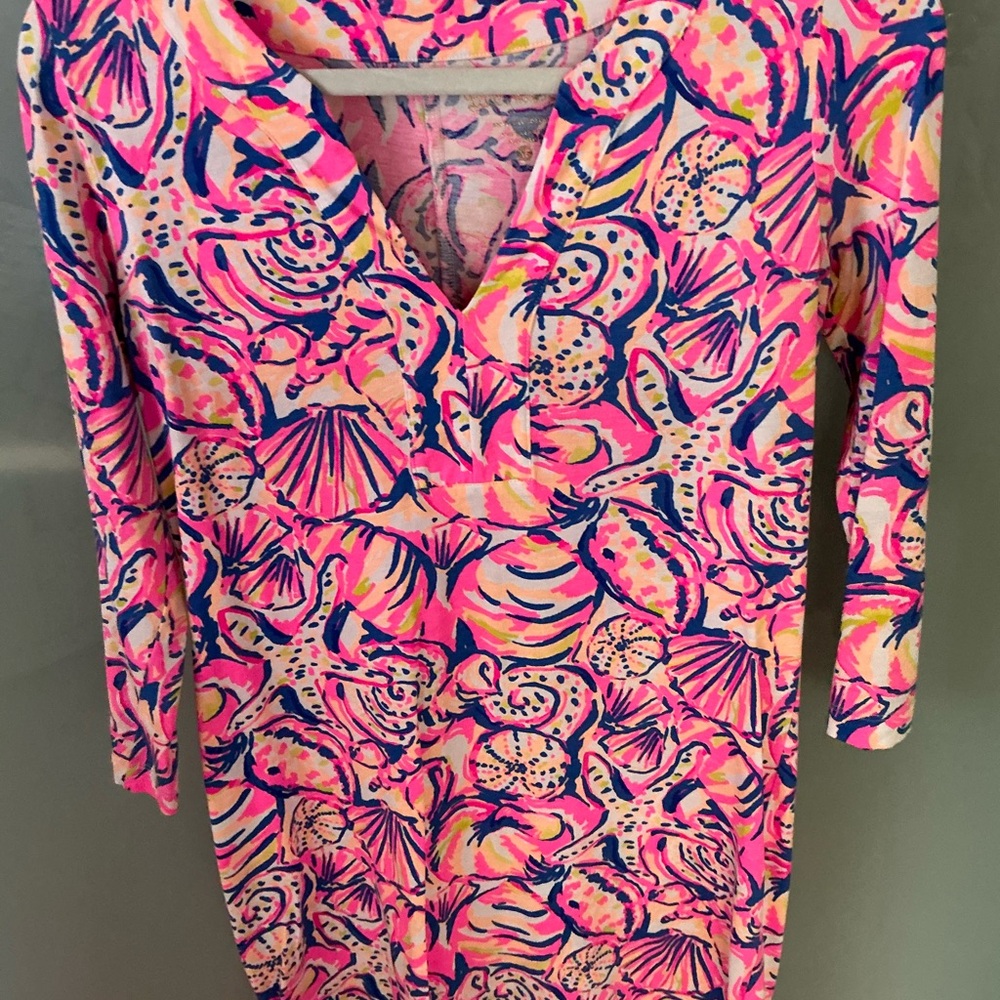 Lilly Pulitzer Pink Multi Abstract Pima cotton dress xs